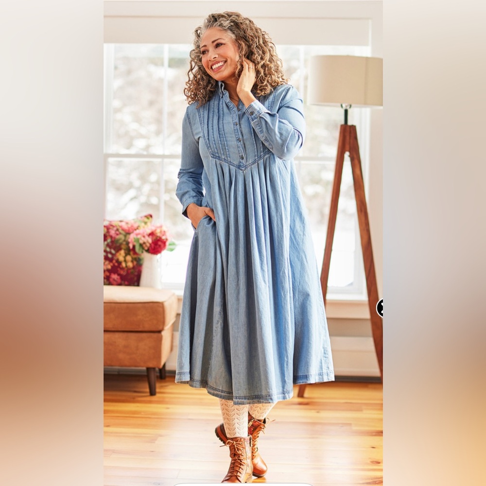 April Cornell Blue Long Sleeve Dress